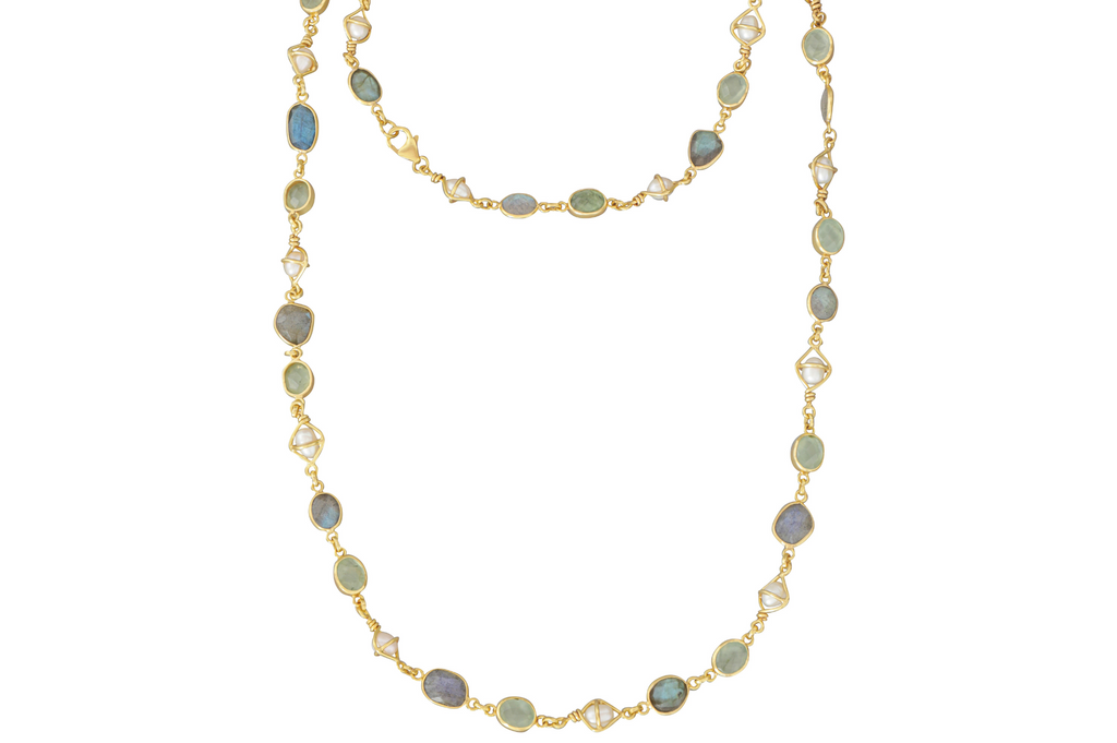 Anna Labradorite, Pearl & Prehnite Necklace