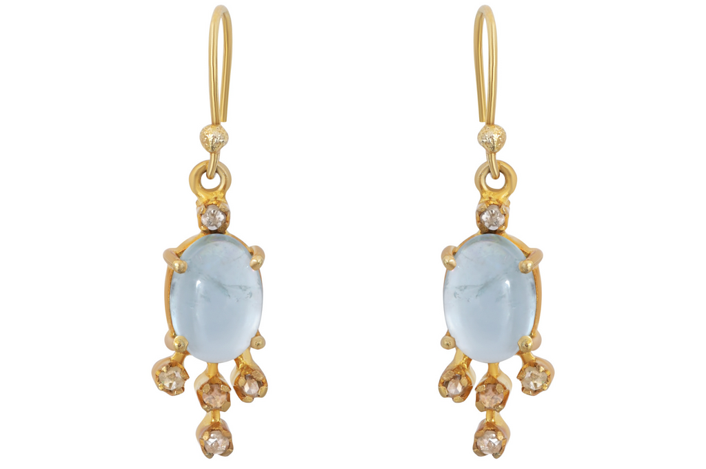 Aquamarine & Diamond Drop Earrings