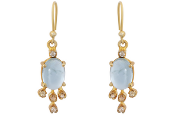 Aquamarine & Diamond Drop Earrings