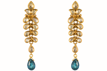 Fine Gold Diamond Earrings with Blue Tourmaline Drops