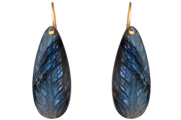 Carved Labradorite Gemstone Drop Earrings