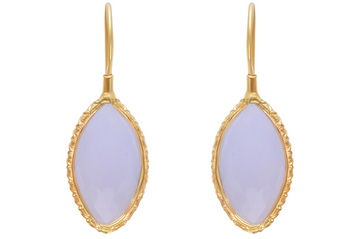 Fixed Hook Chalcedony Drop Earrings