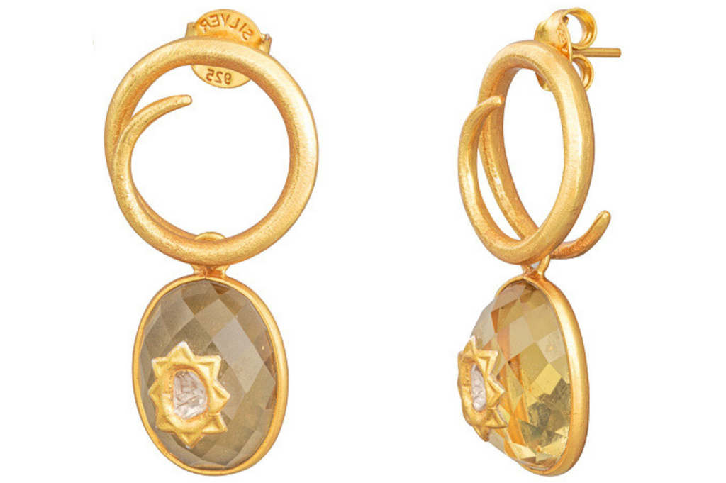 Coco Lemon Quartz & Diamond Jadau Earring