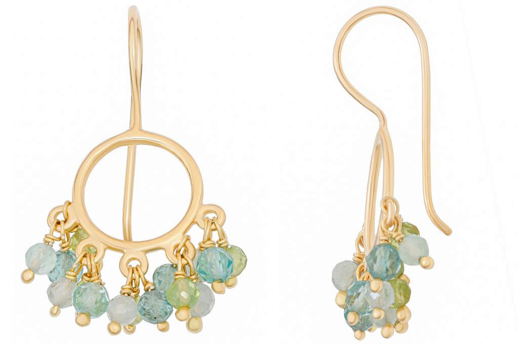 Cora Peridot, Apatite & Aquamarine Circle Earrings