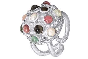 Cupola Multicoloured Tourmaline & Pearl Gemstone Ring