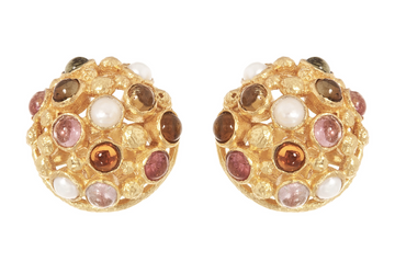 Cupola Tourmaline & Pearl Stud Earrings