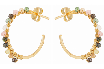 Delos Tourmaline Smaller Beaded Hoop Earrings