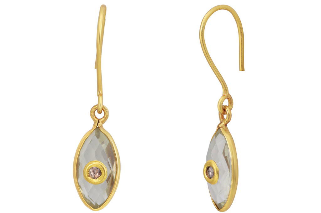 Jadau Lemon Quartz Drop Earrings