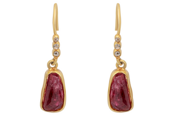 Tourmaline & Diamond Drop Earrings