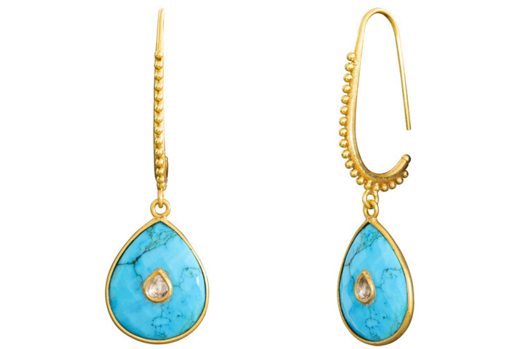 Elodie Turquoise & Diamond Jadau Earrings