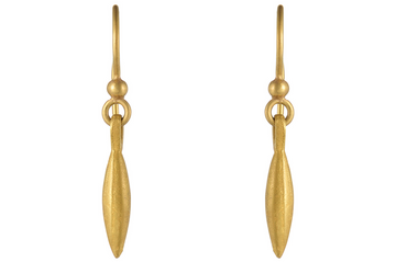 Fine Gold Flower Pod Drop Earrings