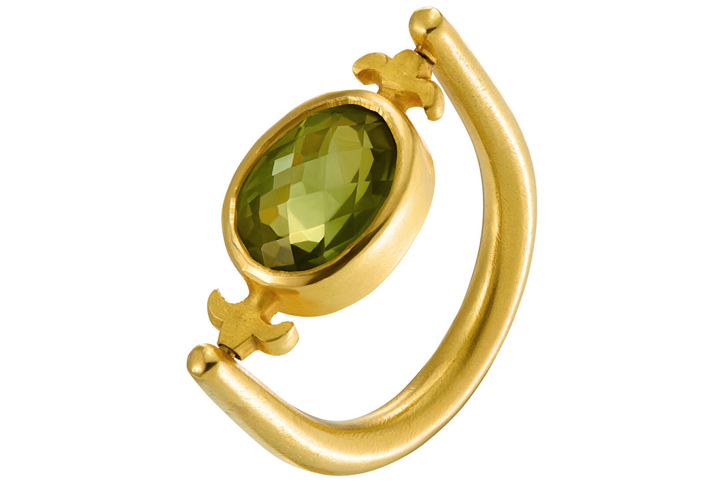 Fine Gold Swivel Ring Set With Peridot