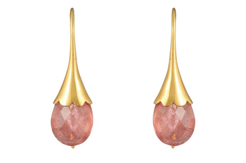 Fine Gold Pink Tourmaline Drop Earrings