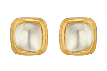 Fine Gold, Square Polki Diamond & Enamel Stud Earrings