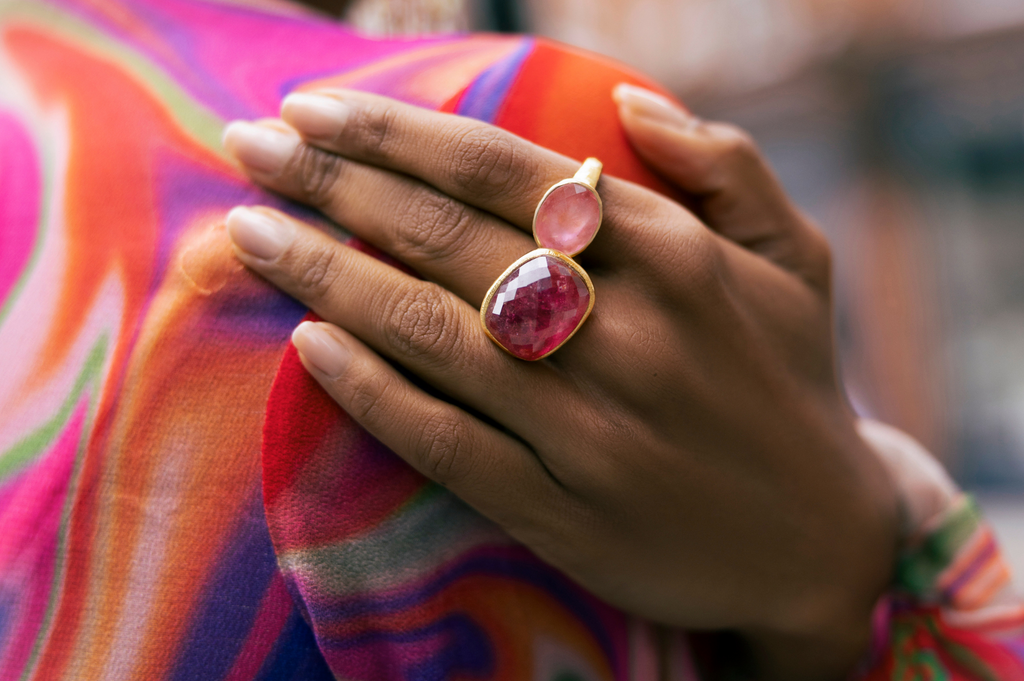 Pink Tourmaline Fine Gold Ring