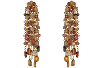 Fine Gold Waterfall Earrings With Multi Coloured Sapphires