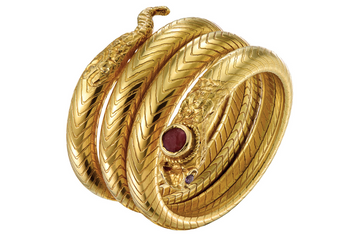 Fine Gold Snake Ring With Ruby Eyes