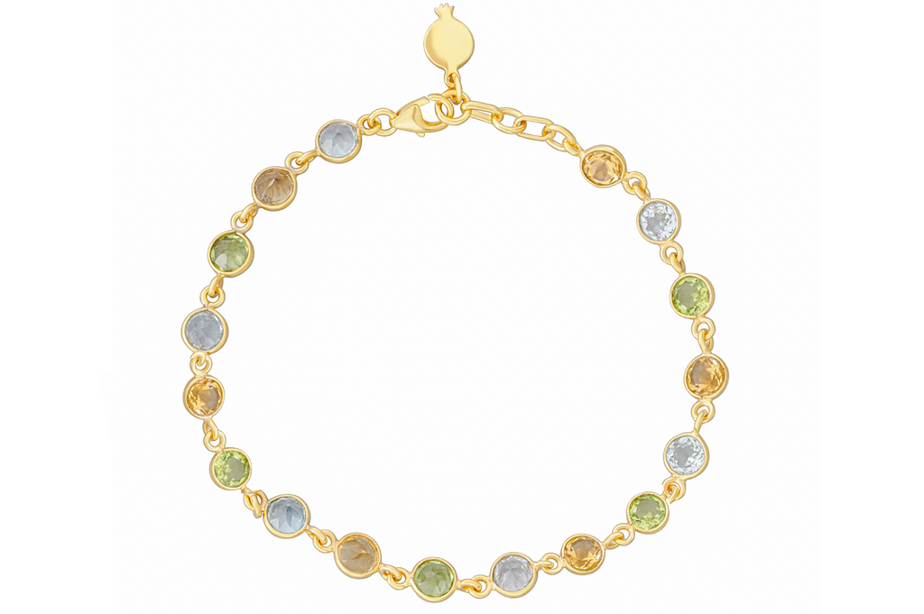 Goa Peridot, Blue Topaz & Citrine Bracelet