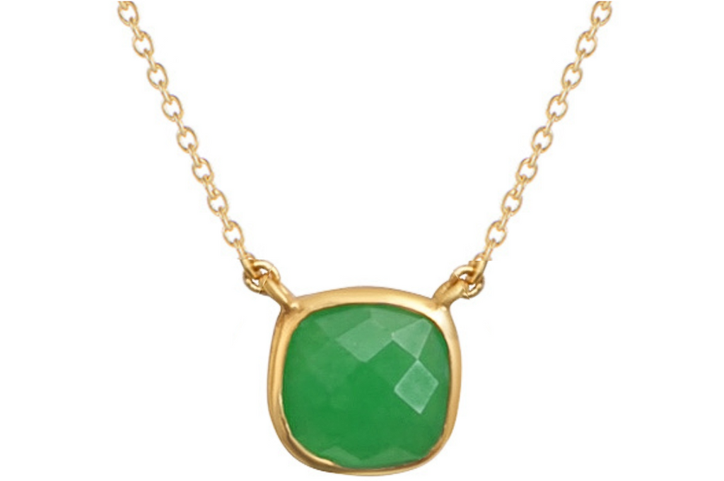 Green Onyx Cushion Cut Pendant Necklace