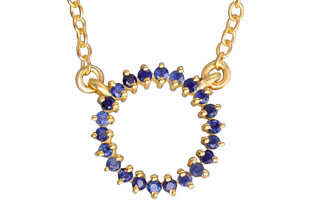 Halo Sapphire Pendant Necklace