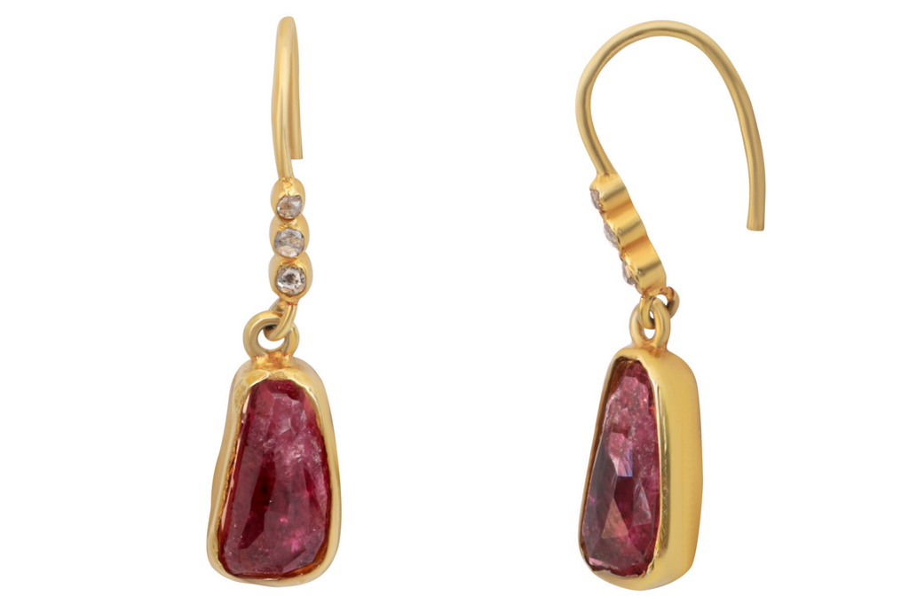 Tourmaline & Diamond Drop Earrings