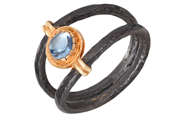 Ira Blue Topaz Oxidised Silver Ring