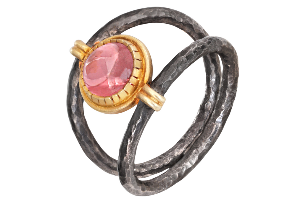 Ira Pink Tourmaline Oxidised Silver Ring