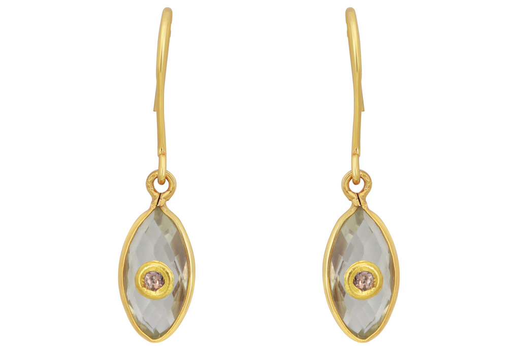 Jadau Lemon Quartz Drop Earrings