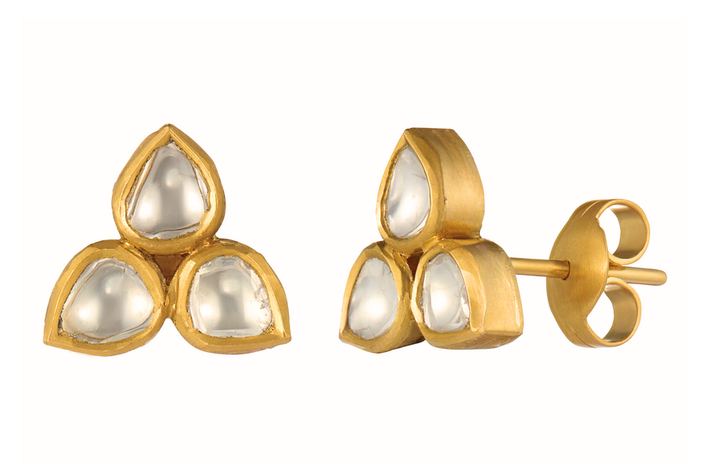 Fine Gold Polki Diamond Stud Earrings