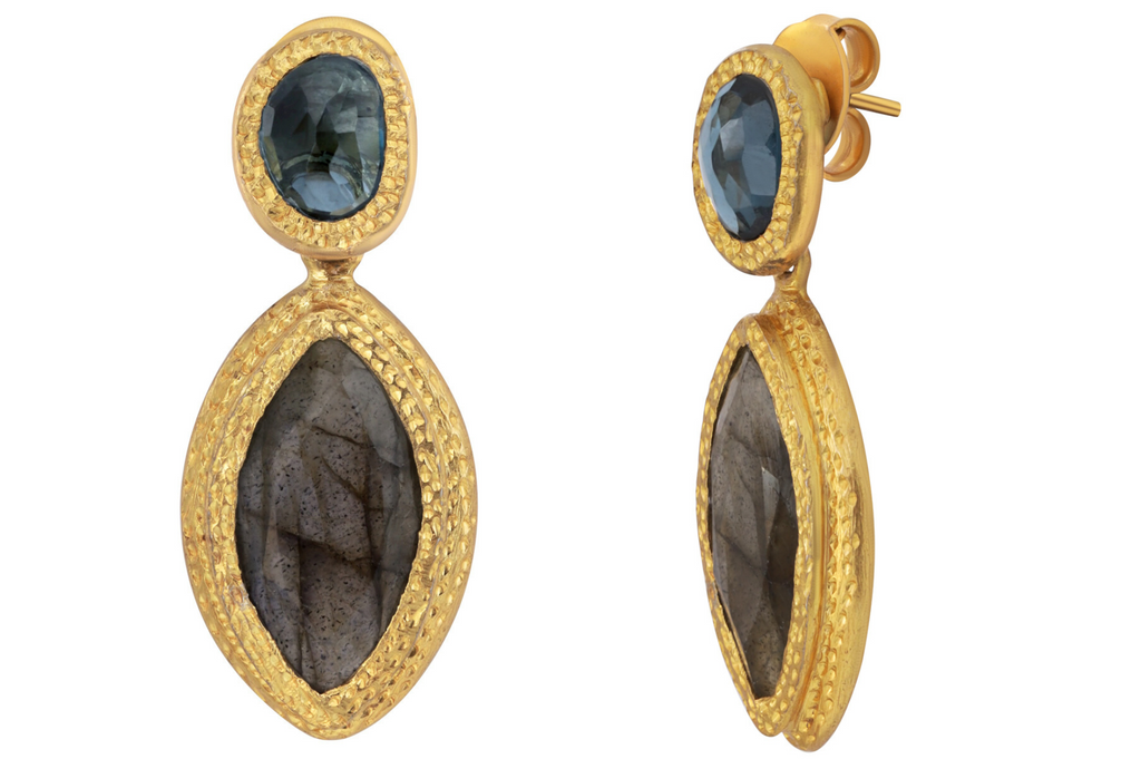 Maharani Labradorite & Blue Topaz Drop Earrings