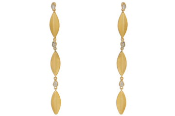 Leaf & Diamond Drop Earrings