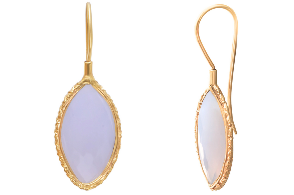 Fixed Hook Chalcedony Drop Earrings