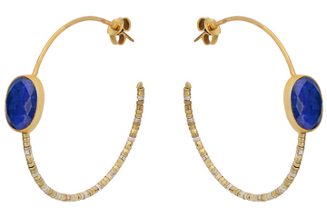 Masai Gold & Lapis Lazuli Hoop Earrings