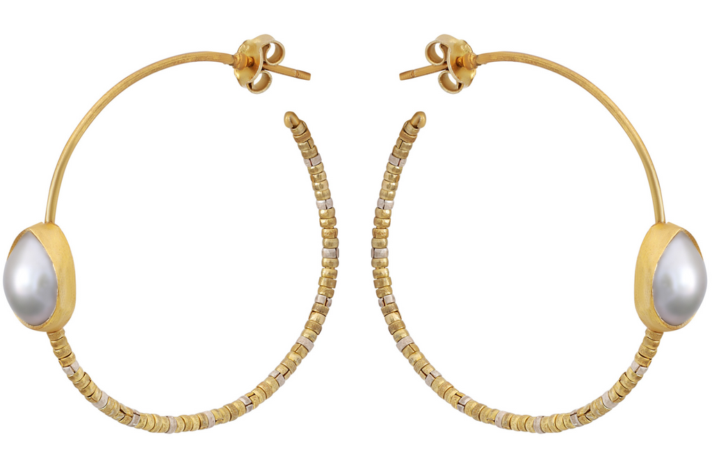 Masai Gold & Pearl Hoop Earrings