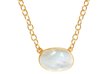 Pebble Rainbow Moonstone Chain Necklace