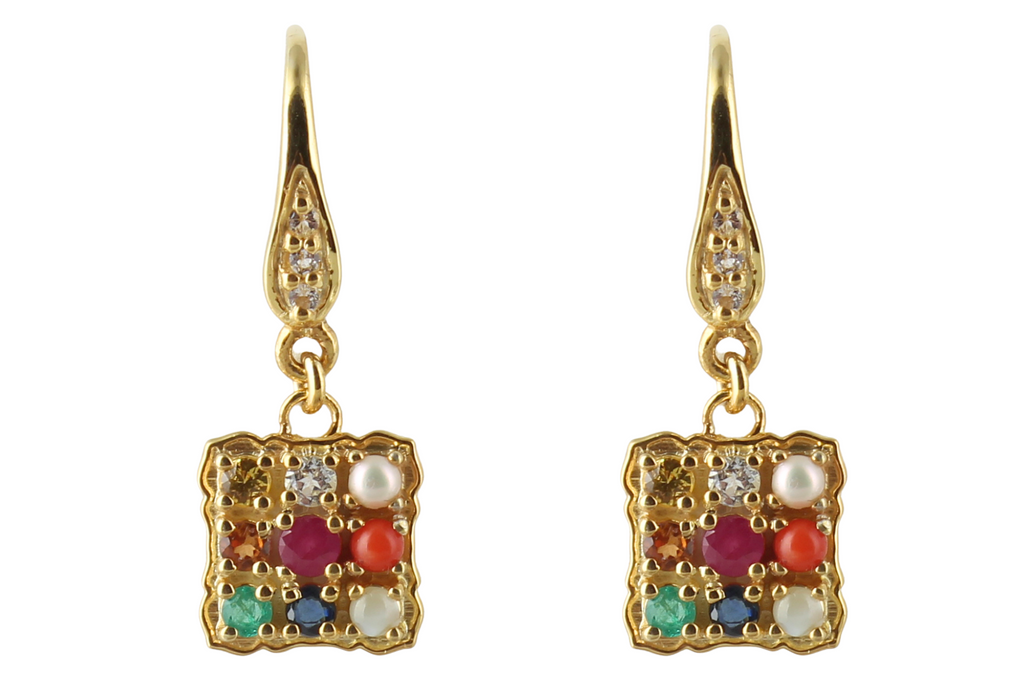 Navaratna Talisman Gemstone Earrings