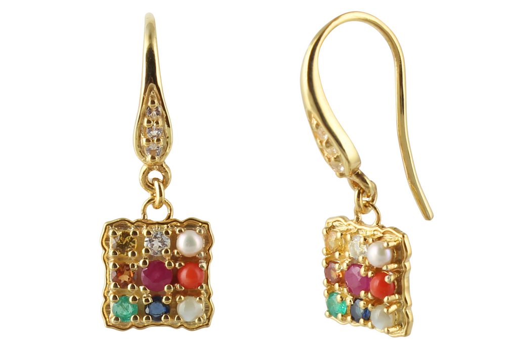 Navaratna Talisman Gemstone Earrings