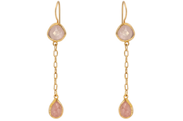 Peachy Pink Tourmaline Wrapped Earrings