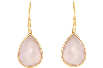 Rose Quartz Pear Shape Drop Earrings