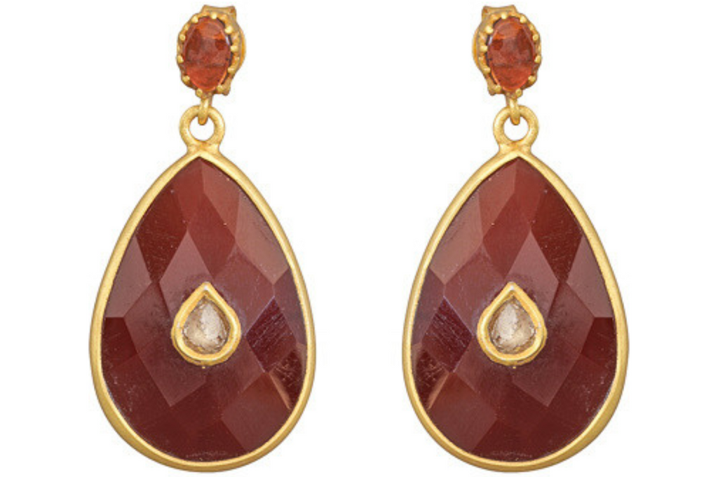 Phoebe Carnelian & Diamond Jadau Earrings