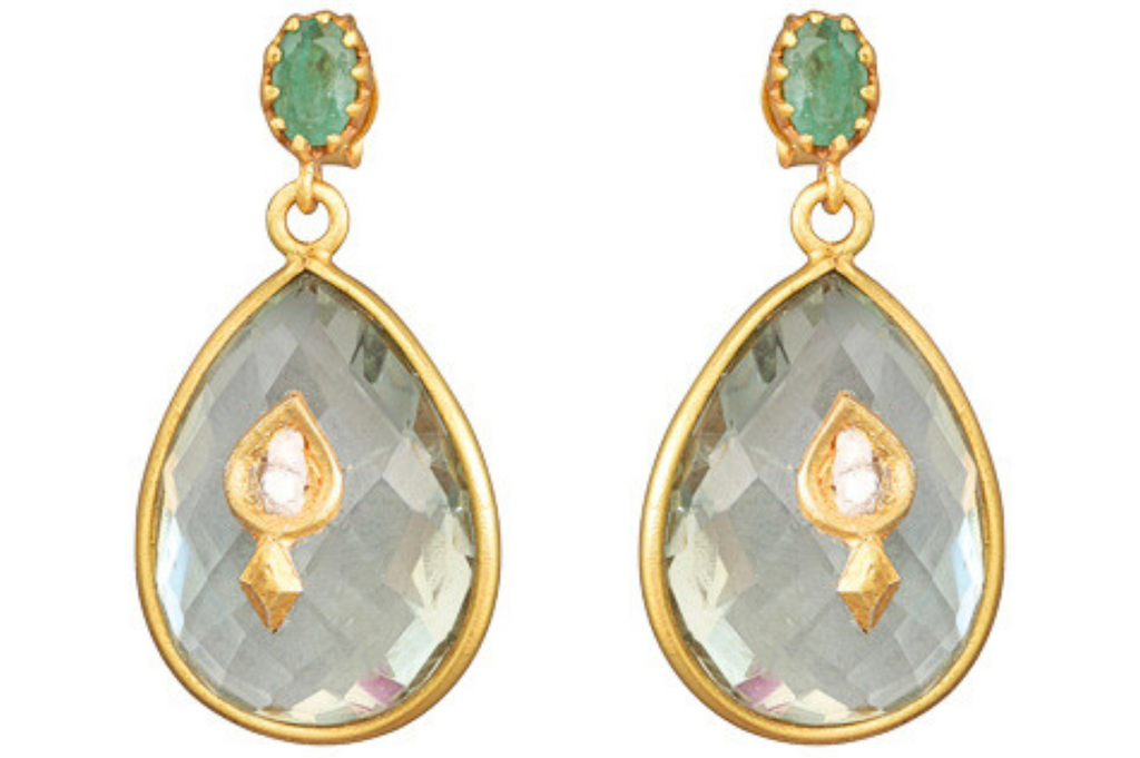 Phoebe Emerald, Diamond & Green Amethyst Jadau Earrings