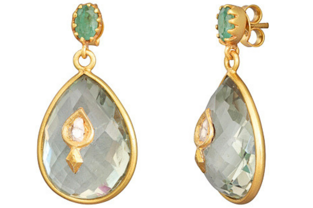 Phoebe Emerald, Diamond & Green Amethyst Jadau Earrings