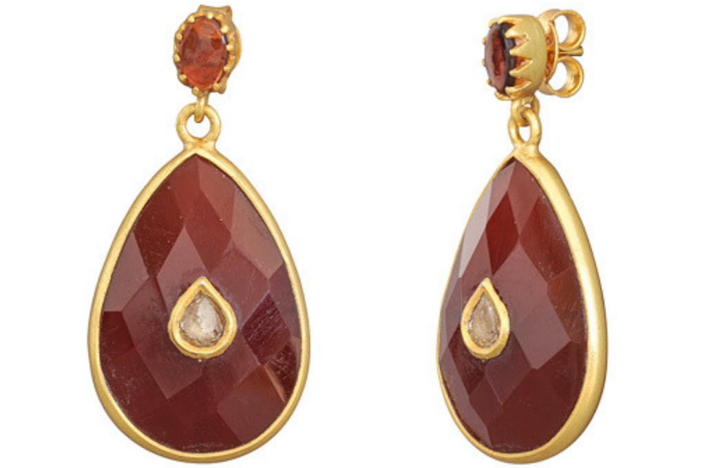 Phoebe Carnelian & Diamond Jadau Earrings