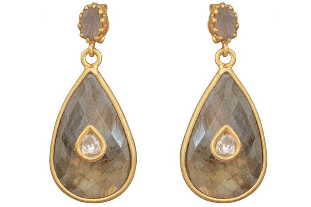 Phoebe Diamond & Labradorite Jadau Earrings