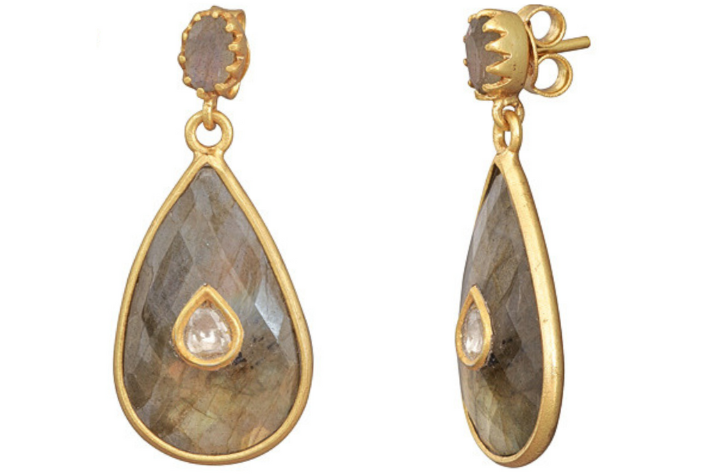 Phoebe Diamond & Labradorite Jadau Earrings