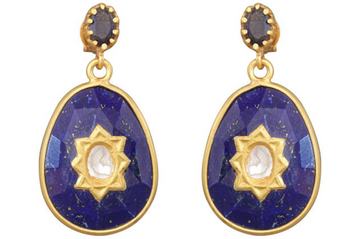 Phoebe Lapis & Diamond Jadau Earrings