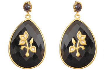 Phoebe Black Onyx & Diamond Jadau Earrings