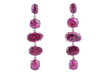 Pink Tourmaline & Sterling Silver Line Earrings