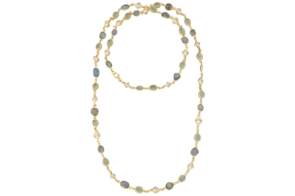 Anna Labradorite, Pearl & Prehnite Necklace