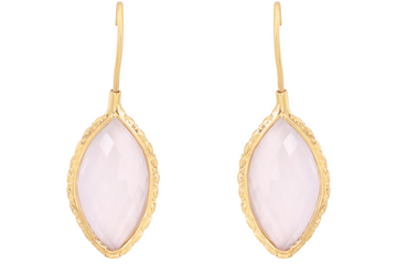 Fixed Hook Rose Quartz Drop Earrings